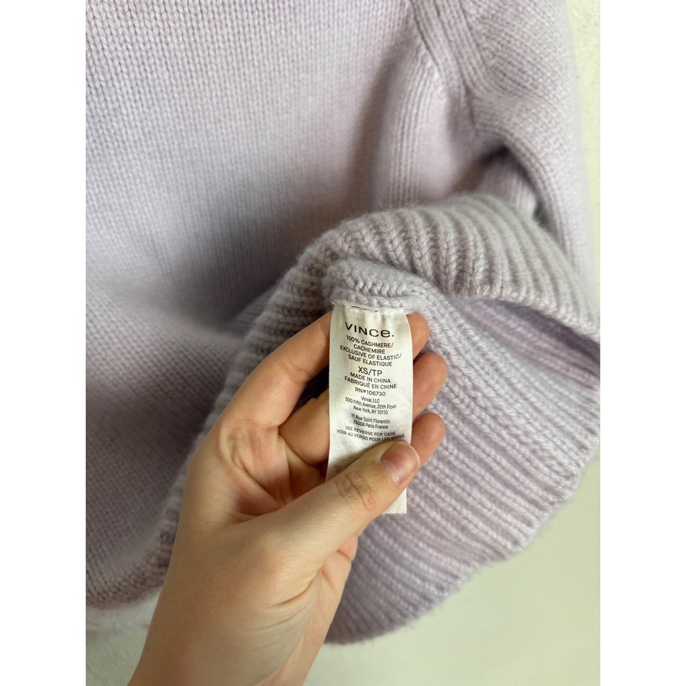 Vince Shrunken Mock Neck Cashmere Sweater XS Lavender Purple Knit Pullover - Picture 6 of 7